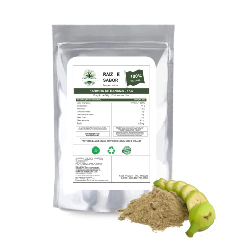 Farinha de Banana Verde 100% Natural 1kg, Raiz e Sabor