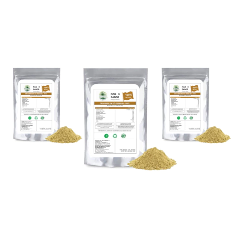 Gengibre em pó 500g, Raiz e Sabor Tempero Natural, kit com 3