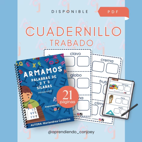 ARMAR PALABRAS SÍLABAS TRABADAS MINÚSCULA PDF - comprar online