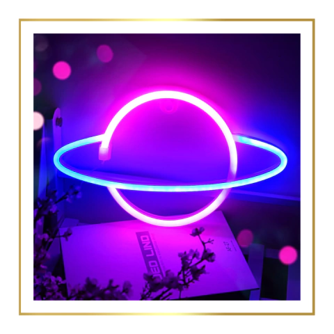 Cartel Luminoso Neón Planeta (Rosa/Azul) - comprar online