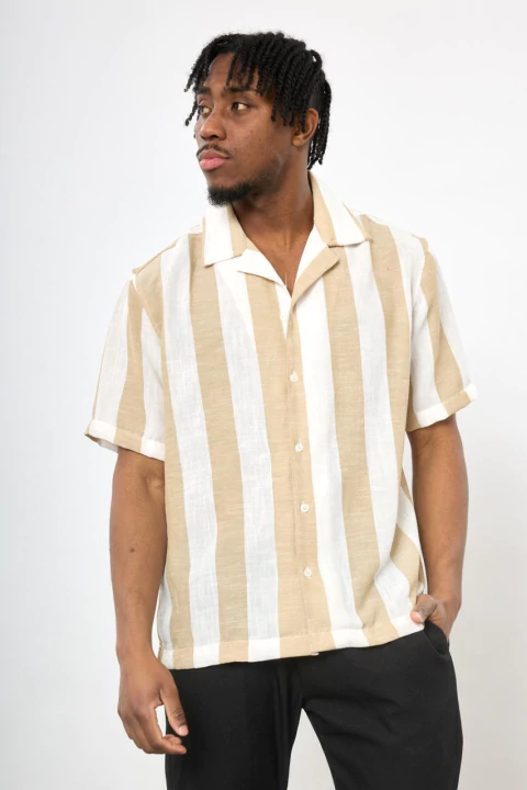 Camisa Lino Rayas Anchas - comprar online
