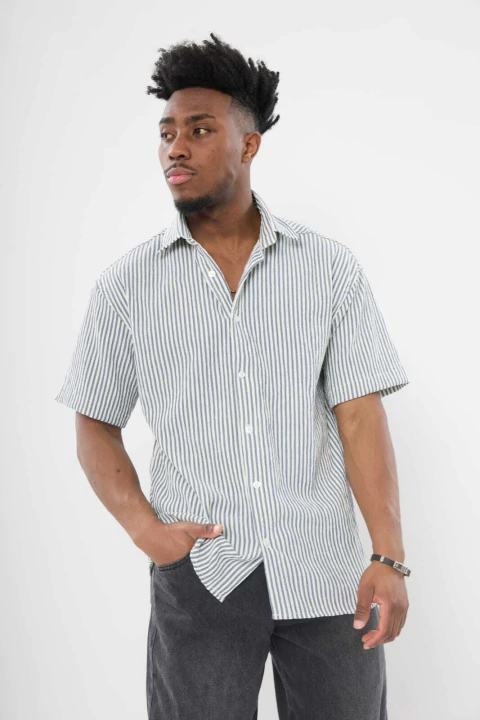 Camisa Manga Corta Rayas Finas - comprar online