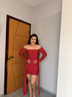 Vestido Feminino Curto Tubinho Colado Manga Longa Tomara que Caia