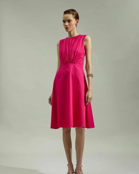 VESTIDO BUSTO FRANZIDO ALGODAO ACETINADO - comprar online