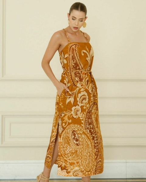 VESTIDO ALCA ALGODAO MISTO COM CINTO - comprar online