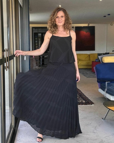 SAIA PLISSADA CHIFFON DEVORE - comprar online