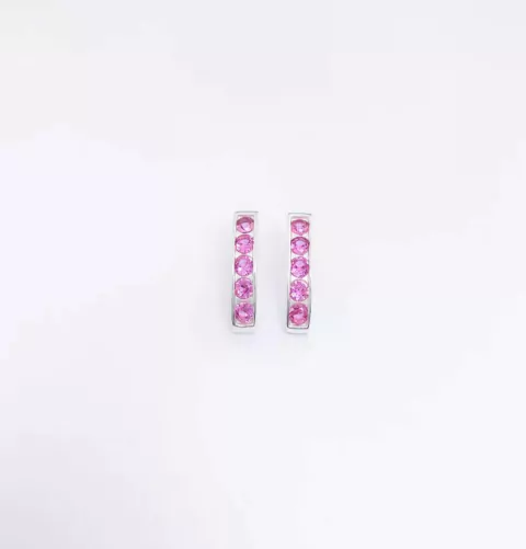 Brinco em prata 925 com zircônias rosas