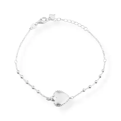 Pulseira com Pingente de Coração e Bolinhas