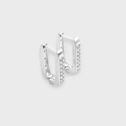 Brinco Argola Retangular Zirconia - p