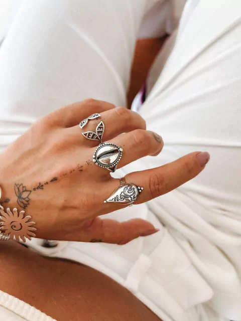 Anel de Búzio Prata Envelhecida