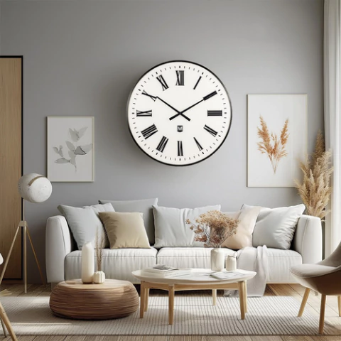 Reloj Pared Gigante 60 Cm Romano Vidrio Hierro Xl - comprar online