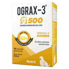 Ograx-3 500 Suplemento Para Cães e Gatos 30 Cápsulas 21,9g - comprar online