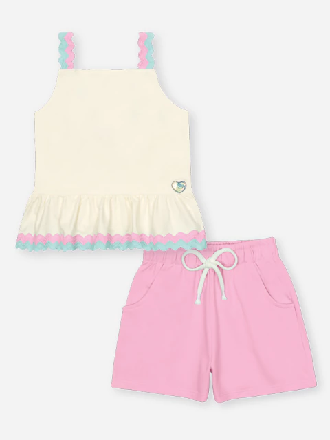 CONJUNTO BLUSA DE ALÇA E SHORT ROSA CINTI - comprar online