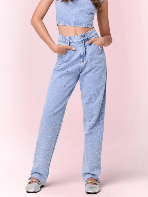 CALÇA MOM JEANS COM BRILHOS I AM AUTHORIA - comprar online
