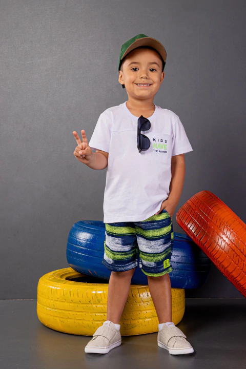 CONJUNTO CAMISETA E BERMUDA TACTEL KIDS HAVE THE POWER DIGI - comprar online