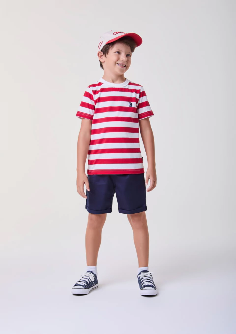 CONJUNTO BLUSA LISTRADA COM BERMUDA BIMBI - comprar online