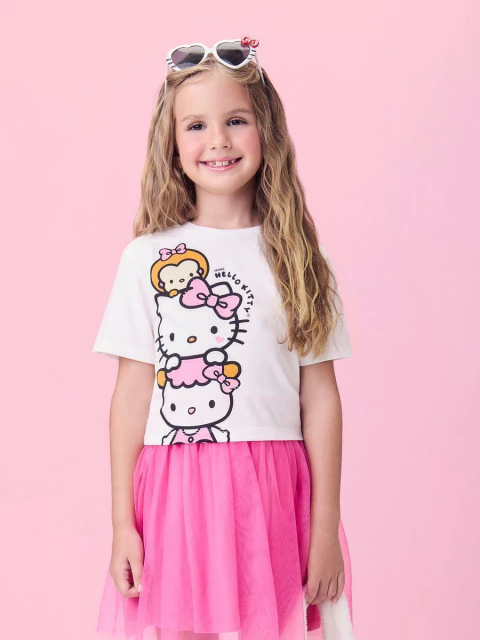 CONJUNTO BLUSA E SAIA TULE HELLO KITTY MOMI - comprar online