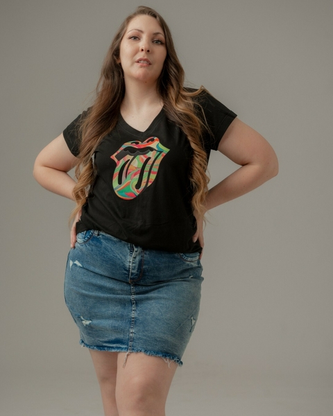 Remera Rolling Arcoíris Negro