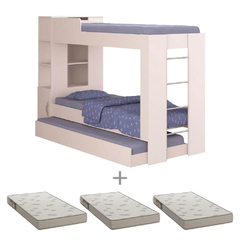 Beliche Cama Aux c/ 3 Colchões Treliche Cm-15 - Mb Outlet Moveis