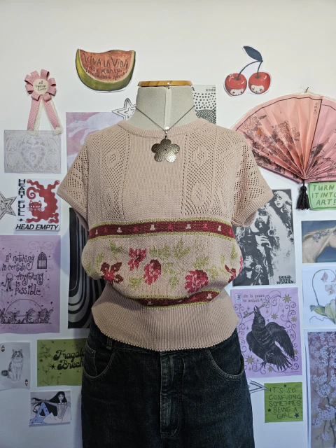 ⊹ ࣪ ˖ BLUSA TRICOT VINTAGE ROSE P ⋆˙⟡