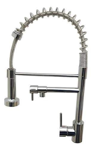 Griferia Gourmet Canilla Cocina Doble Pico Plateada