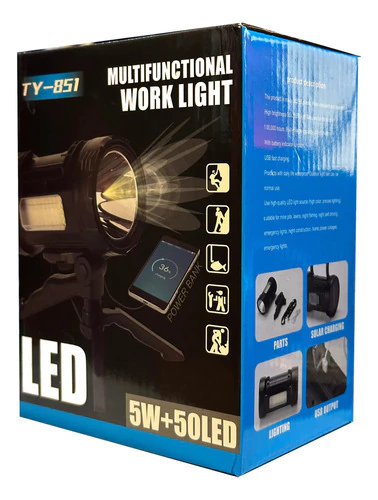 Linterna Solar Recargable Usb Powerbank Baliza Cob Trípode