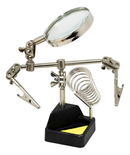 Soporte Plaqueta Con 2 Pinzas Multipropósito Con Lupa