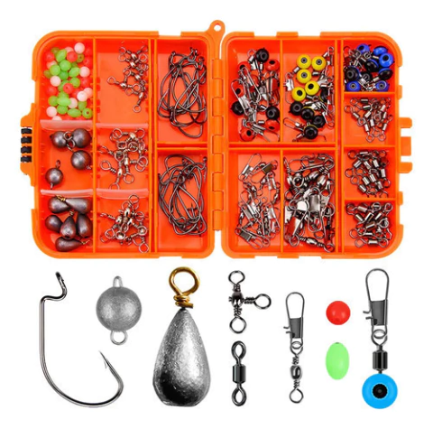 Kit De Accesorios De Pesca Set Anzuelos Aparejo Caja 165pcs