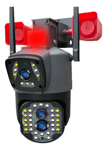 Camara Domo Doble Lente Wifi Alarma Exterior Sirena