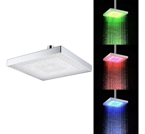 Flor De Ducha Cabezal Con Leds Rgb Colores 15 X 15cm