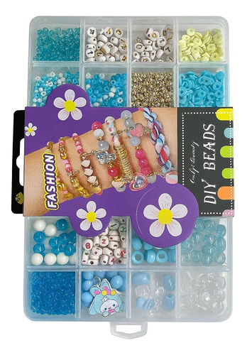 Kit Mostacillas Celeste Argentina Pulsera Collar Bijou 52506