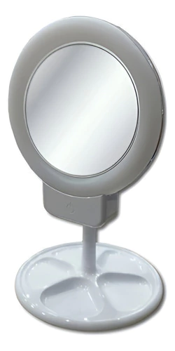 Espejo Zoom Aro Led 360o Con Luz Recargable Base Usb