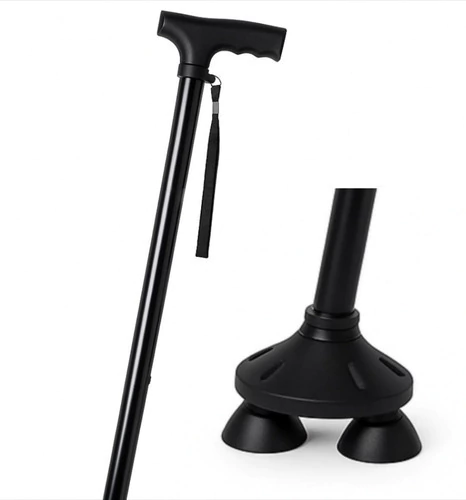 Bastón Extensible Base 4 Patas Ajustable Apoyo Terapéutico