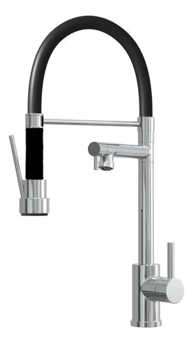 Griferia Gourmet Cocina Monocomando Canilla Negra Doble Pico