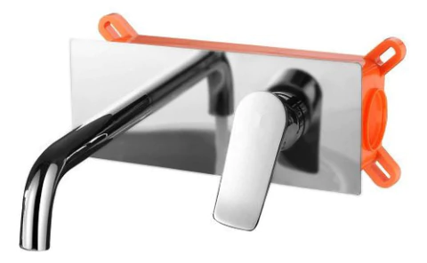 Grifería Plateada Bacha Pared Monocomando Embutir