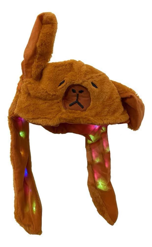 Gorro Capibara Peluche Carpincho Marron Levanta Orejas Leds