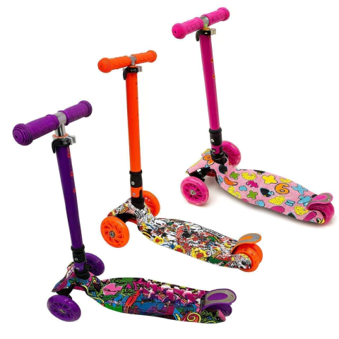 Monopatin 4 Ruedas Con Luces Extensible Estampado - comprar online