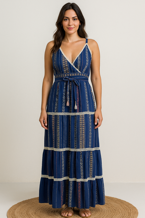 Vestido Boho longo azul Cod:2223131 - comprar online