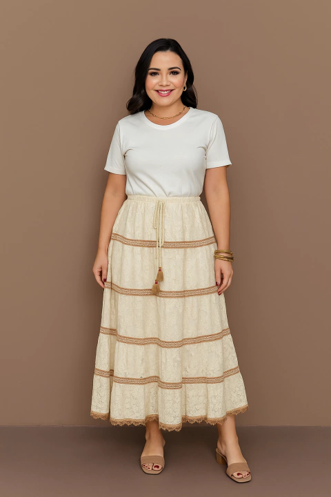 Saia renda longa boho cod:Leila