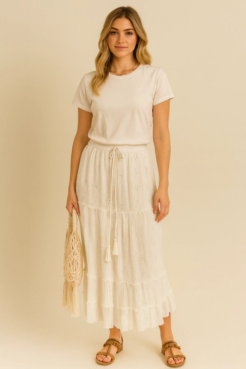 Saia midi ofwhite Cod:1020 - comprar online