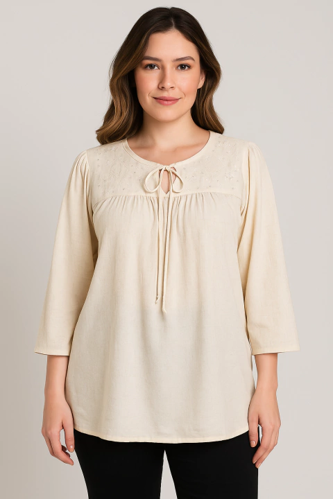 Bata Visco linho bordada Cod;6020 - comprar online