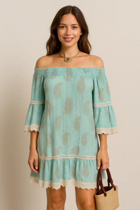 Vestido tomara que caia boho Cod; Bianca