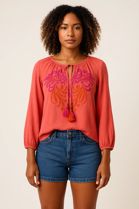 Bata em tecido 100% viscose Cod:037 - comprar online