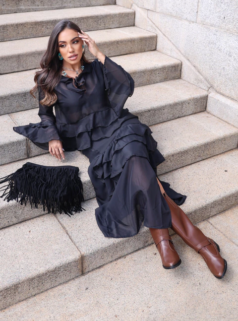 Saia Longa Babado Boho - comprar online