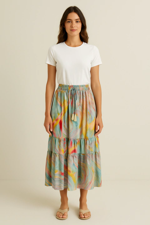 Saia Seda estampa Boho Cod:Leila - comprar online