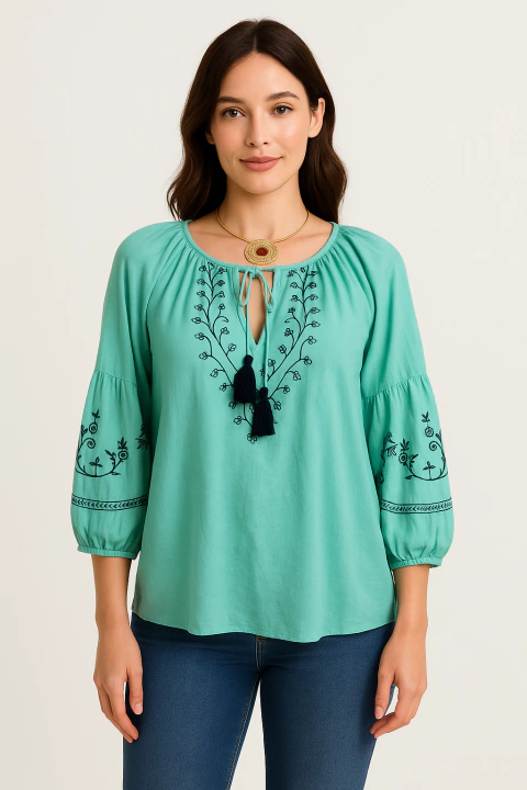 Bata 100% algodão bordada Cod:24038 - comprar online