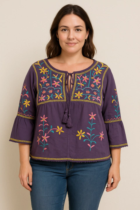 Bata bordada boho Lavínia