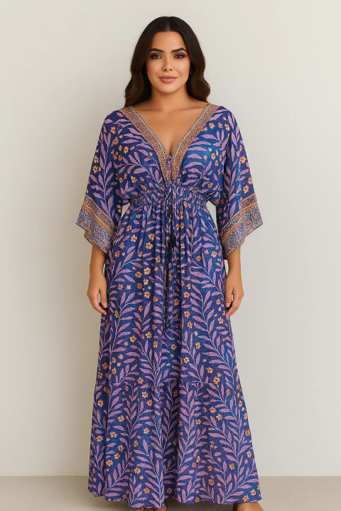 Vestido longo seda (100% poliéster)boho Cod:057 - comprar online