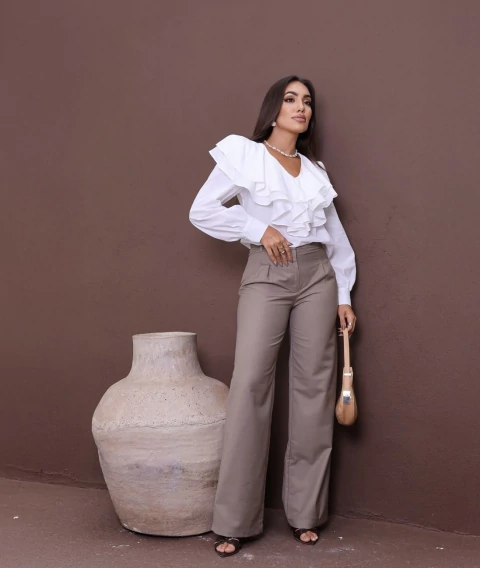 Blusa Babado em visco linho Cod:Elis - comprar online