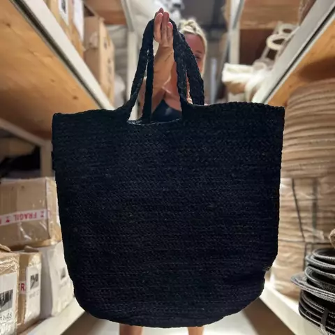 BOLSO Playero Negro 100% Yute Ø 37x50h - comprar online